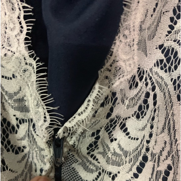 Da Vinci sz14 White Lace & Navy Chiffon Mermaid Bridesmaids Dress Floor Length - Picture 12 of 13